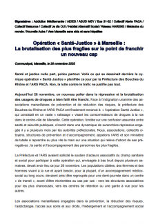 communiqué opération Santé Justice Marseille