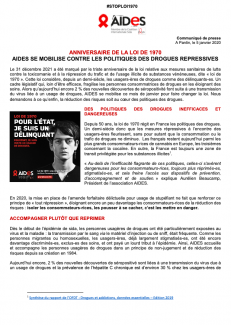 dossier presse association asso aides vih sida ist hépatites 50 ans loi 1970 drogues répression réduction des risques rdr harm reduction campagne gouvernement france
